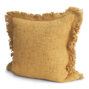 Kambal 20x20 Mustard Cotton Pillow Cover w/Down Filler