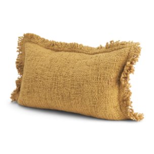 Kambal 13x21 Mustard Cotton Pillow Cover w/Non-Allergen Filler