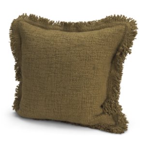 Kambal 20x20 Dark Olive Cotton Pillow Cover w/Non-Allergen Filler