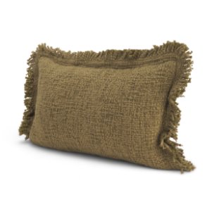Kambal 13x21 Dark Olive Cotton Pillow Cover w/Down Filler
