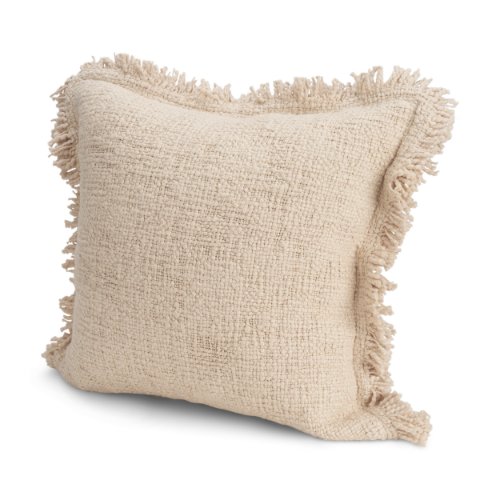 71539-CFNA -Kambal 20x20 Light Beige Cotton Pillow Cover w/Non-Allergen Filler