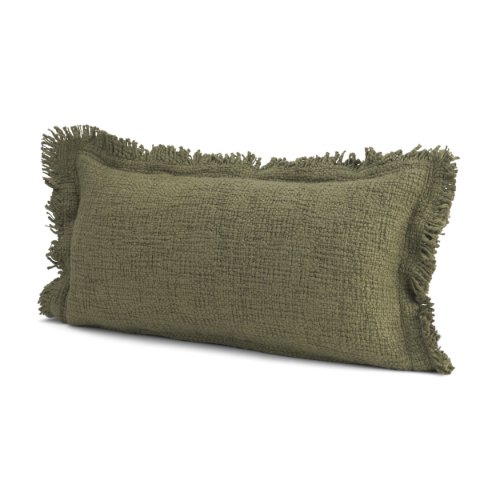 71544-CFD -Kambal 14x26 Evergreen Cotton Pillow Cover w/Down Filler
