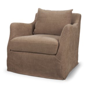 Ellington Slipcovered Slope Arm Swivel Accent Chair | Stonewashed Latte Fabric