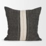 71431-CFD - Cooper 20x20 Square Black w/ Cream Stripe Pillow Cover w/Down Filler