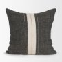 71431-CFD - Cooper 20x20 Square Black w/ Cream Stripe Pillow Cover w/Down Filler