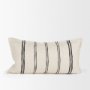 71438-CFD - Liv 14x26 Lumbar Cream w/ Black Stripes Pillow Cover w/Down Filler