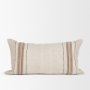 71441-CFD - Maeve 14x26 Lumbar Natural Linen w/ Orange Stripes Pillow Cover w/Down Filler
