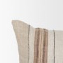 71441-CFD - Maeve 14x26 Lumbar Natural Linen w/ Orange Stripes Pillow Cover w/Down Filler