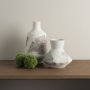 71523 - Velo 8.1H White w/Green Hand-Painted Terracotta Decorative Vase