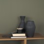 71654 - Patine Wide Matte Black Metal Fluted Decorative Vase
