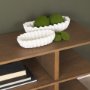 71671 - Camelia Fluted White Paper Mache Long Centerpiece Bowl