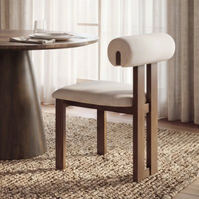 71314 - Tribeca Curve Open Back Cream and Dark Brown Tripod Frame Dining Chair