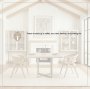 69177-AB - Faye 48"L x 48"W Square Dining Table | Modern | Beige Wood & Antique Gold Metal | Seats 4