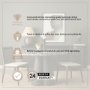 71221-AB - Marilyn 48" Round Pedestal Dining Table | Black Forest Marble & Black Wood | Seats 4