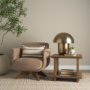 71728 - Oskar Chocolate Fabric w/ Brown Wood Base Swivel Accent Chair