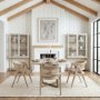 69563-AB - Faye 48" Round Dining Table | Beige Wood & Antique Gold Metal | Seats 4