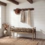 68457 - Fullerton II 57L x 21W Jute Patterned Top W/Brown Wood Base Accent Bench