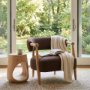 71504 - Lewis Mocha Fabric w/ Brown Wood Open Back Accent Chair