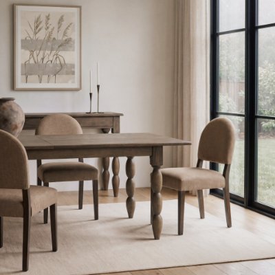 71725 - Martie Rounded Back Dining Side Chair | Fabric w/ Wood
