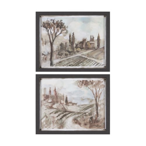 16371 - Fields & Rows by Mercana Studio Textured Framed Artwork Matted under Glass