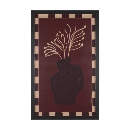 16432 - Minimalist Vase Plant by The Art Concept  Hand-Embellished Textured Framed Artwork Matted