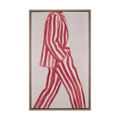 102890-FL - Walking Striped Suit by Mercana Studio Hand-Embellished Textured Framed Canvas Artwork