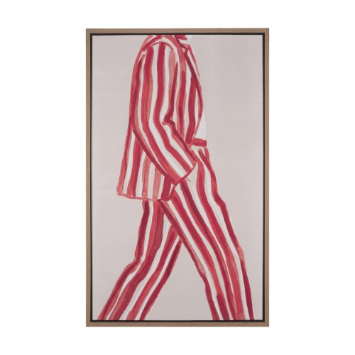 102890-FL - Walking Striped Suit by Mercana Studio Hand-Embellished Textured Framed Canvas Artwork