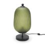 71529 - Oliva Fluted Green Glass w/ Black Metal Table Lamp