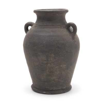 71564 - Creta Black Terracotta Double Handle Vase