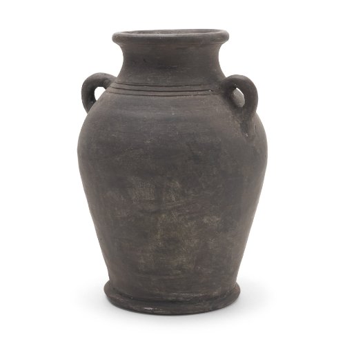 71564 - Creta Black Terracotta Double Handle Vase