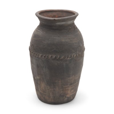 71566 - Creta Black Scalloped Terracotta Planter Vase