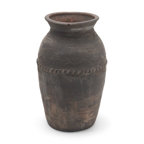 71566 - Creta Black Scalloped Terracotta Planter Vase