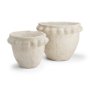 71568 - Noli Antiqued White Dotted Paper Mache Decorative Planters