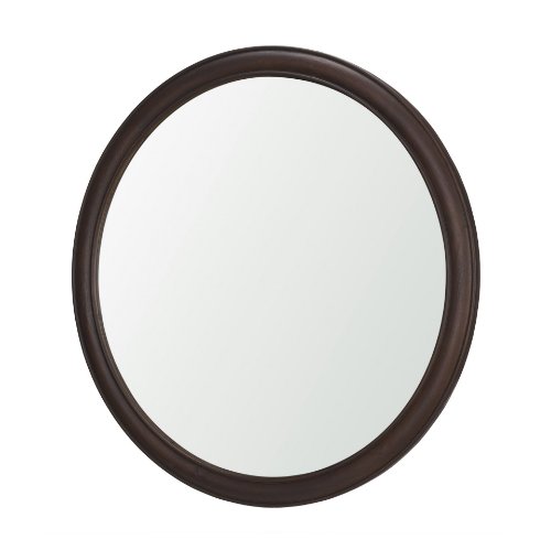 71600 - Bramwell 36" Dark Brown Wood Framed Heritage Round Mirror