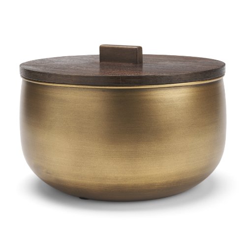 71639 - Voss Brass Metal w/ Dark Wood Lid Canister