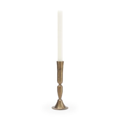 71640 - Whitlock Large Antique Brass Metal Taper Candle Holder