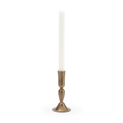 71641 - Whitlock Small Antique Brass Metal Taper Candle Holder