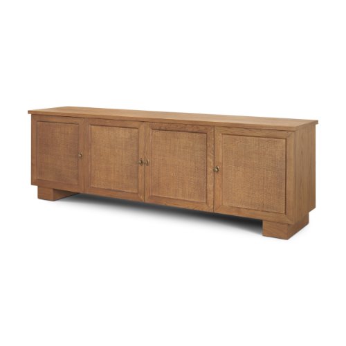71918 - Raffia Wooden Media Unit - 80 x 18 x 26