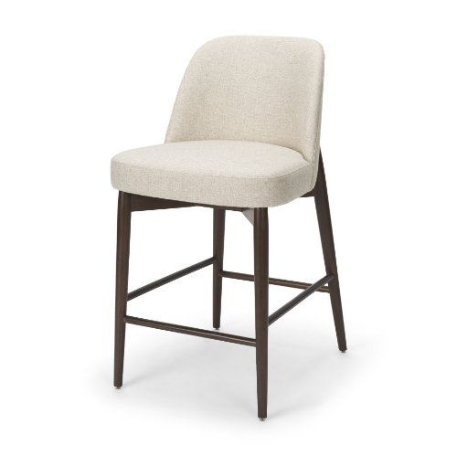 71921 - Abbie Curved Back Counter Stool | Oatmeal Fabric w/ Dark Brown Wood