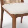 69349V - Clara Cane Back Dining Side Chair | Cream Fabric w/ Brown Wood