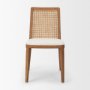 69349V - Clara Cane Back Dining Side Chair | Cream Fabric w/ Brown Wood