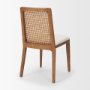 69349V - Clara Cane Back Dining Side Chair | Cream Fabric w/ Brown Wood