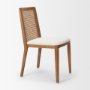 69349V - Clara Cane Back Dining Side Chair | Cream Fabric w/ Brown Wood