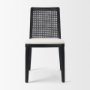 69350V - Clara Cane Back Dining Side Chair | Cream Fabric w/ Black Wood