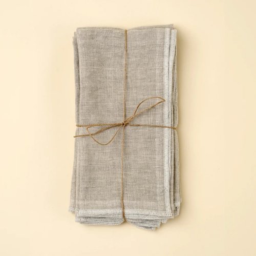 IN6413 - Stonewashed Linen Napkins S/4, Light Grey 