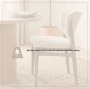69831V - Cline Curved Back Dining Side Chair | Cream Fabric w/ Brown Wood
