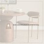 71227 - Parker Curved Back Dining Arm Chair | Brown Leather w/ Gold Metal