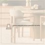 71256 - Carlisle Curved Back Dining Arm Chair | Cream Chenille w/ Brown Wood