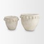 71568 - Noli Antiqued White Dotted Paper Mache Decorative Planters