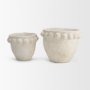 71568 - Noli Antiqued White Dotted Paper Mache Decorative Planters